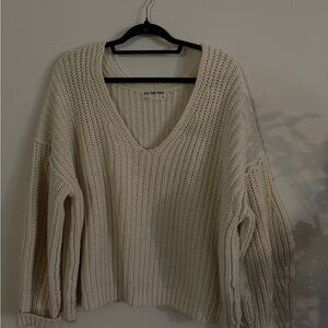 We The Free Ivory V-Neck Sweater